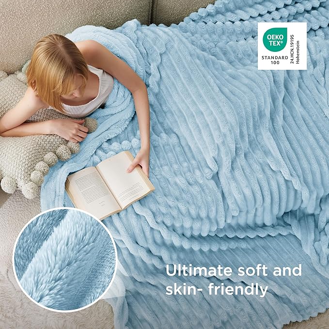 Bedsure GentleSoft Blue Full Blanket - Image 4