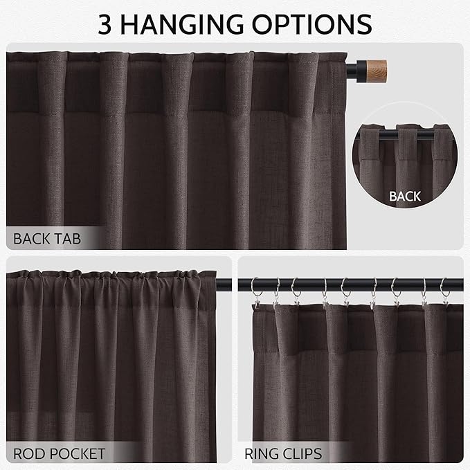 Cocoa Coffee Curtains 63 Inches Long 2 Panel Sets - Image 3