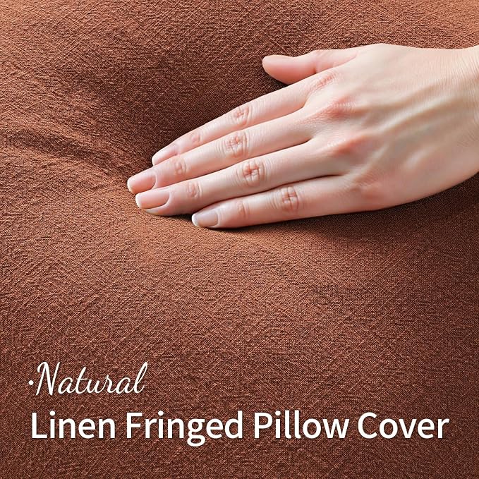 MIULEE Linen Fringe Decorative Fall Throw Pillow Covers Late Autumn 20x20 | Set - Image 2
