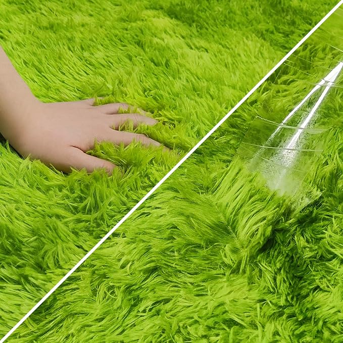Small Tie-Dyed Area Rug for Bedroom 2x3 Mini Green Fluffy Rug Mat Bedside Throw - Image 6