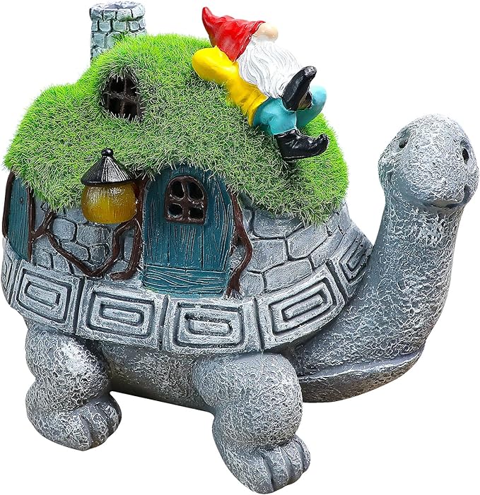 SunGlee Solar Turtles for Outdoors Turtle Solar Light Garden Statue, Cute Tortoise Garden Outdoor Turtle Decor for Patio Lawn Yard Gifts for Mom Grandma Housewarming Birthday