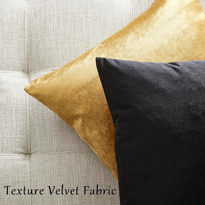 GIGIZAZA Black Velvet Pillow Covers 16x16, Decorative Square Throw Pillows - Image 6