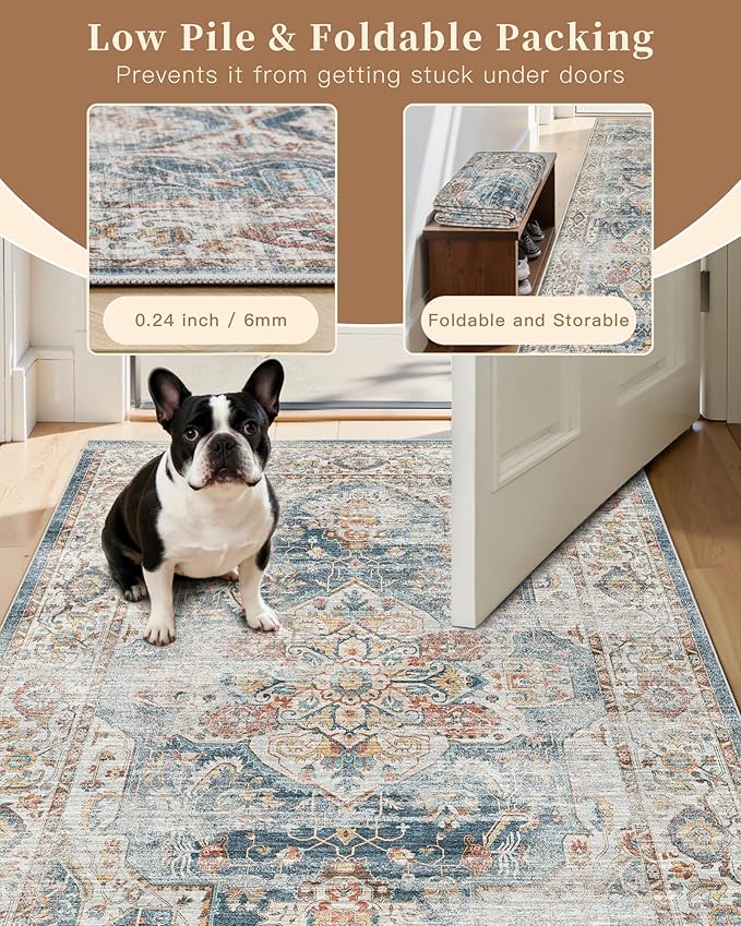 Madane Runner Rug 2'6''x8' Kitchen Runner, Hallway Runner Printed Vintage - Image 9