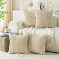 Set of 4 Beige Decorative Throw Pillow Covers 16x16 Inch Corduroy Pillow Covers by Cozoomy