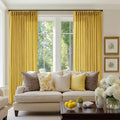 Mustard Yellow Pleated Semi Sheer Linen Curtains 108 Inches Long 2 Panel | by Twodrapes