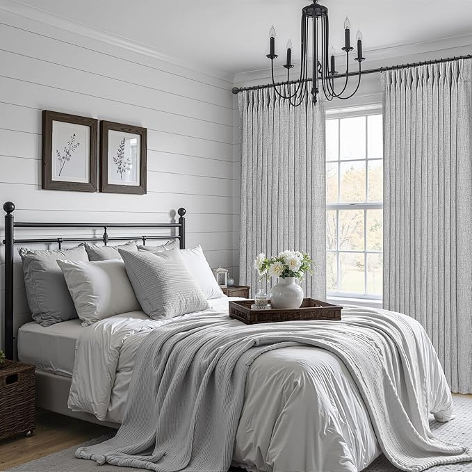 Extra Long 120 Inch Light Grey Thick Linen Curtains - Image 6