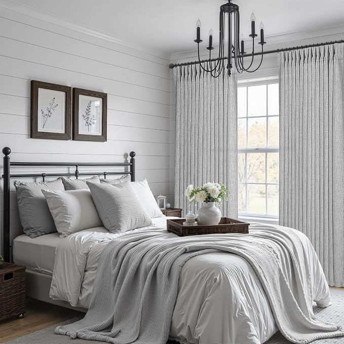 Light Grey Pinch Pleated Semi Sheer Curtains 92 Inches Long 2 Panels Set - Image 6