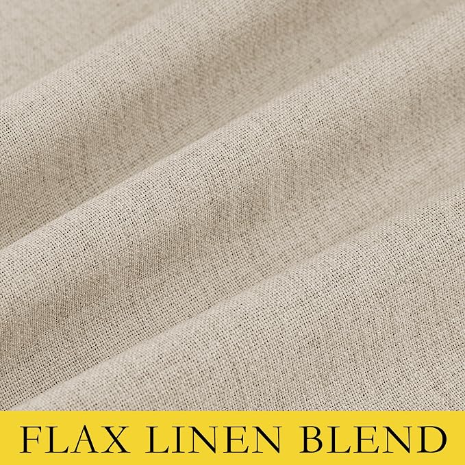 NICETOWN Cream 100% Blackout Linen Curtains 84 inch Long Burg - Image 9