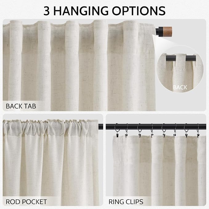 Nanspring Mousse White Linen Curtains - Image 2
