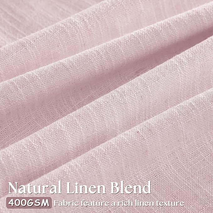 Light Pink Linen Pinch Pleat Curtains 90 Inch Length 2 Panels Set 40x90 | - Image 3