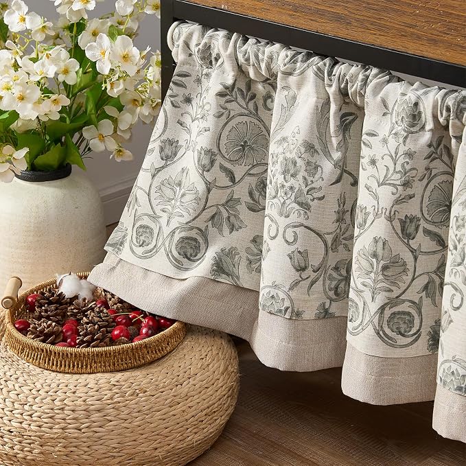 jinchan Linen Valance Kitchen Curtain Pack of 2 Double Layer 18 Inch - Image 9