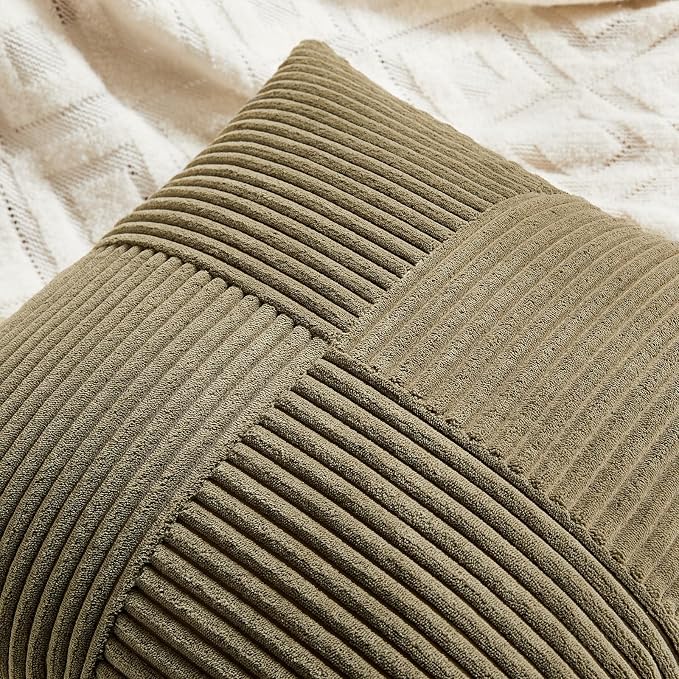 Fancy Homi 2 Packs Olive Green Decorative Throw Pillow Covers 20x20 Inch - Image 3
