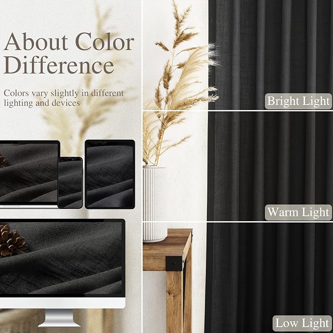 Extra Long Black Curtain 102 inches Long 2 Panels Set - Image 4