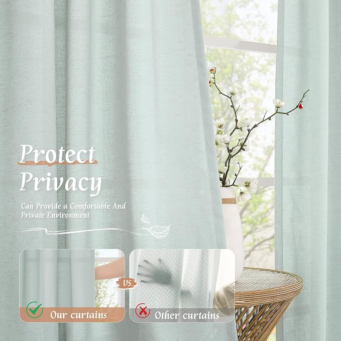 Light Filtering Linen Curtains 63 Inch Length - Image 5