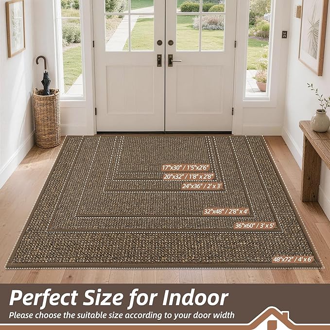 BEQHAUSE Dirt Trapper Door Mat 24" x 36", Non-Slip Washable Doormats, Low - Image 2