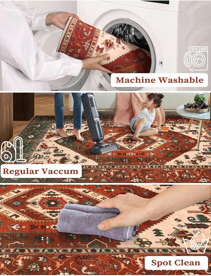 SERISSA 2x6 Washable Non Slip Boho Runner Rug - Image 4