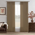 Brown Pinch Pleat Memory Shaped Linen Light Filtering Curtains 96 Inches | 96 by Twodrapes