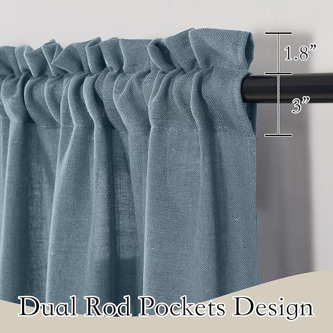 RYB HOME Cafe Curtains 24 inches Length, Linen Sheer Short Curtains - Image 3