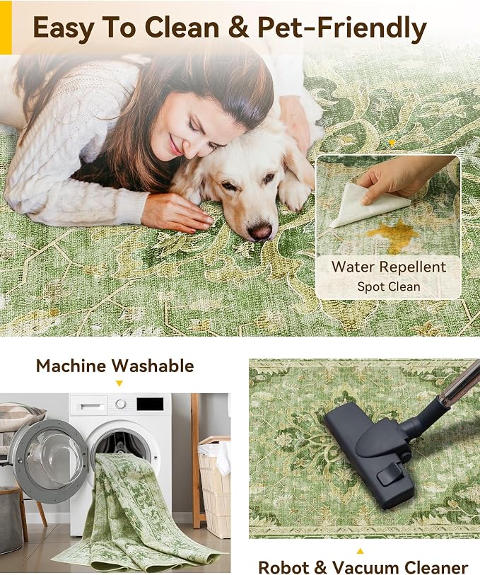 RELEANY Washable Area Rug, Runner 2'x10', Water Repellent, Pet Friendly - Image 5