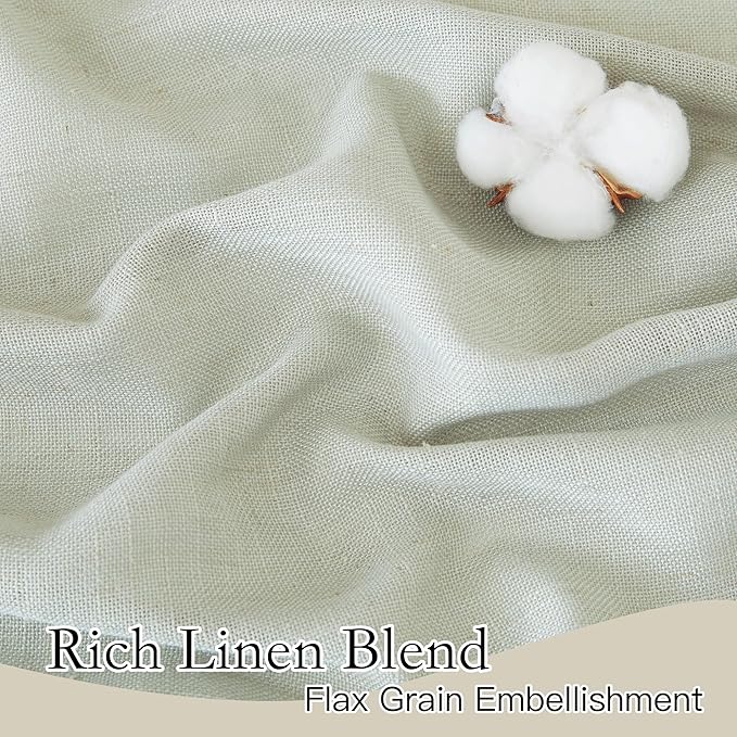 RYB HOME Semi Sheer Linen Curtains Extra Wide Curtains 108" Length, Linen Blend - Image 3