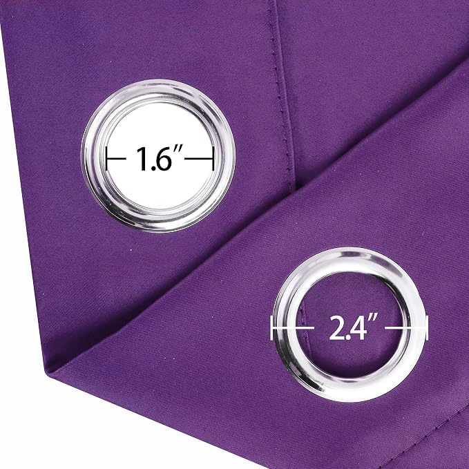 LEMOMO Purple Blackout Curtains/52 x 45 Inch Length Kids Curtains/Set of 2 - Image 5