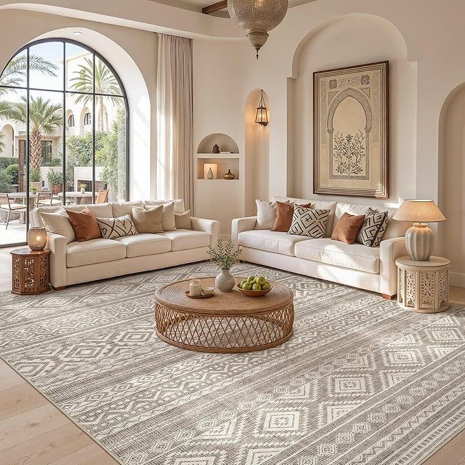 cotiled Boho 6x8 Area Rugs for Living Room: Soft Moroccan Washable Rug | Stain - Image 4