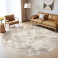 LOONGRUG Round Rug 6x6 Washable Neutral Modern Circle Area Rug Brown Beige | by LOONGRUG