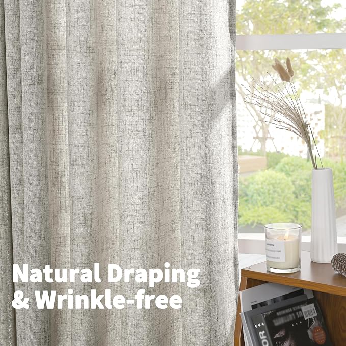 YoungsTex Dark Grey Linen Semi Sheer Curtains 42 X 63 Inch Length | Textured - Image 5