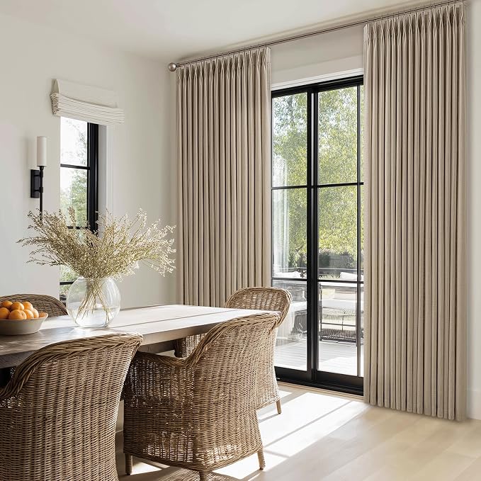 Camel Tan Linen Pleated Semi Sheer Privacy Back Tab Curtains 102 Inch Long | - Image 7