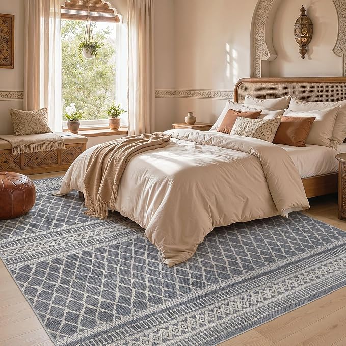 cotiled Boho 5x7 Area Rugs for Living Room: Soft Moroccan Washable Rug | Solve - Image 5