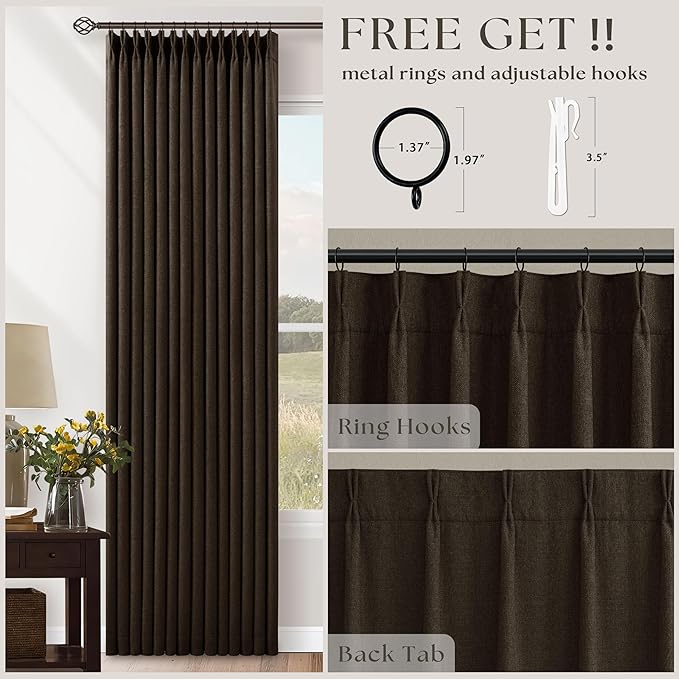 Pleat Chocolate Brown Curtains 108 Inches Long 2 Panels Set - Image 5