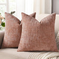 decorUhome Summer Pink Chenille Throw Pillow Covers 20x20 Set of 2 Textured by decorUhome