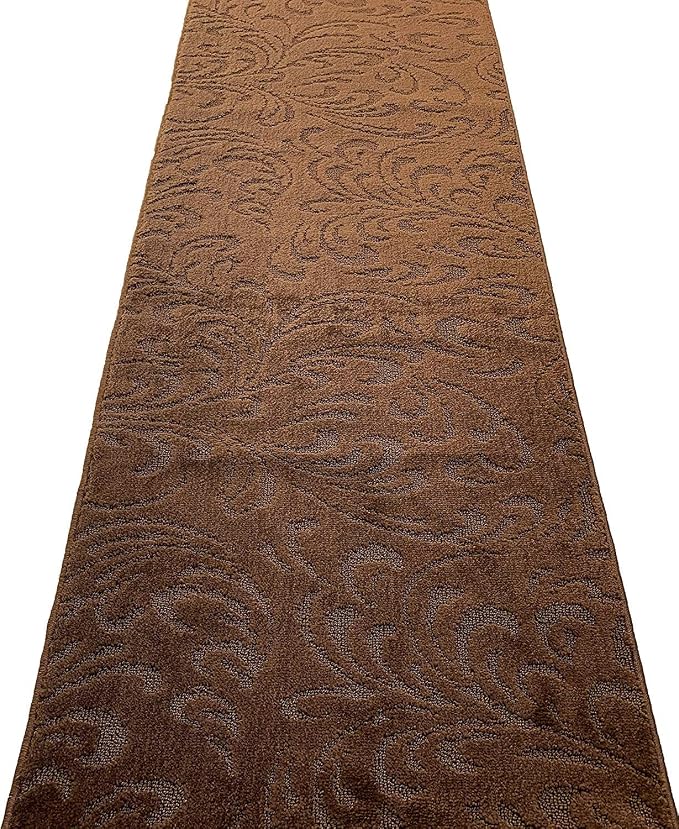 Custom Length Hallway Runner Rug, Slip Resistant, Floral Brown, 26 Inch X 18 - Image 6