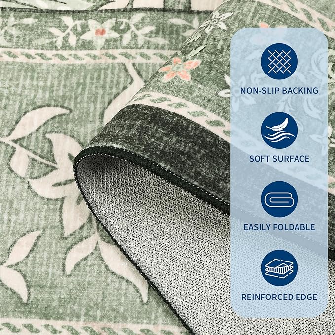 GarveeHome Sage Green 2.5 x 8 Washable Kitchen Runner Rugs Non Slip Provence - Image 9