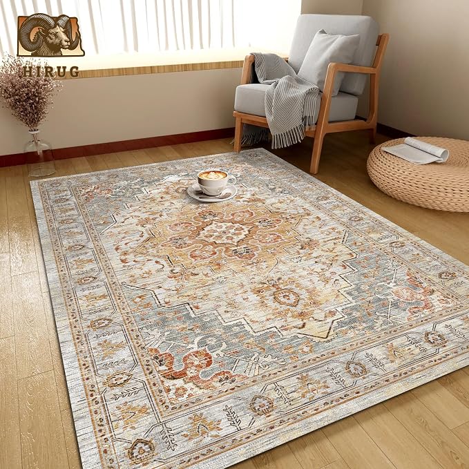 Washable Area Rug 8' x 10' Vintage Traditional Persian Mat - Image 4