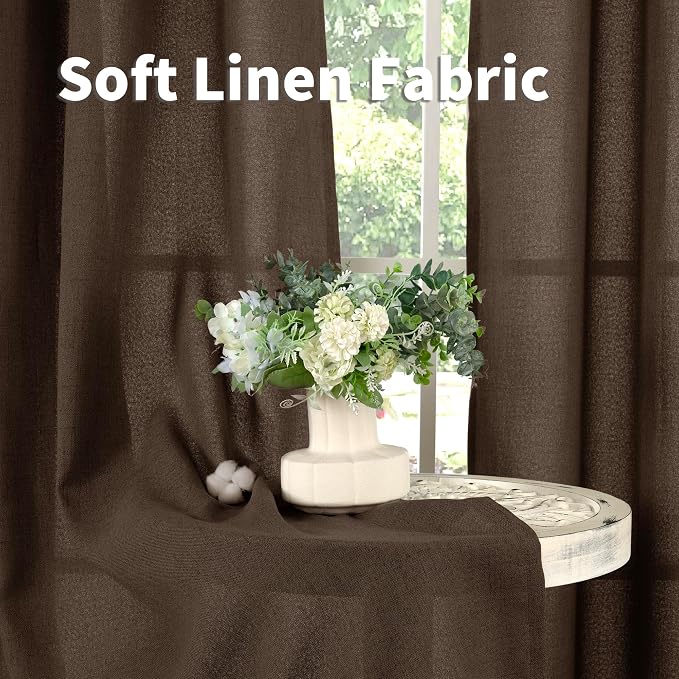 YoungsTex Brown Linen Curtains 63 Inches Length - Image 7
