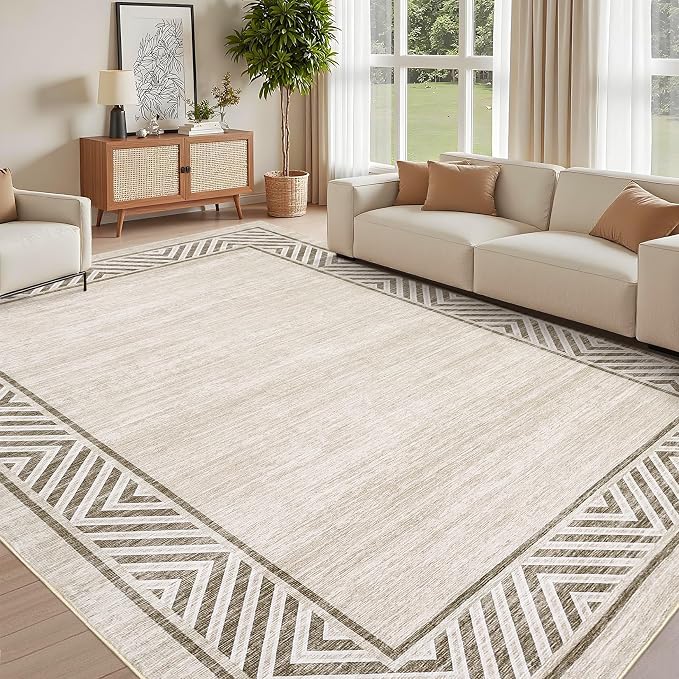 GarveeHome Large Modern Rug 9x12 Non-Slip Geometric Bordered Dining Room Rug - Image 2