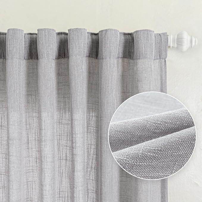 MYSKY HOME Grey Curtains 84 Inch Length, Living Room Curtains & Drapes Boho - Image 8