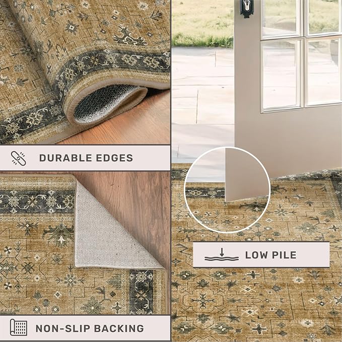 Soft Taupe 2x7 Runner Rug for Hallway, Natural Runner Rug for Kitchen, Non-Slip - Image 5