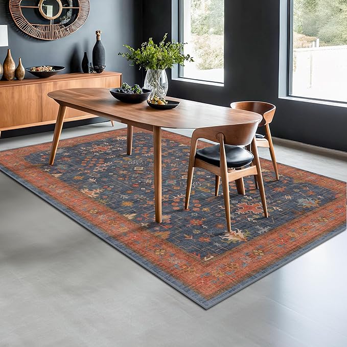 Navy Blue Area Rug 5x7 Living Room Rug - Image 3