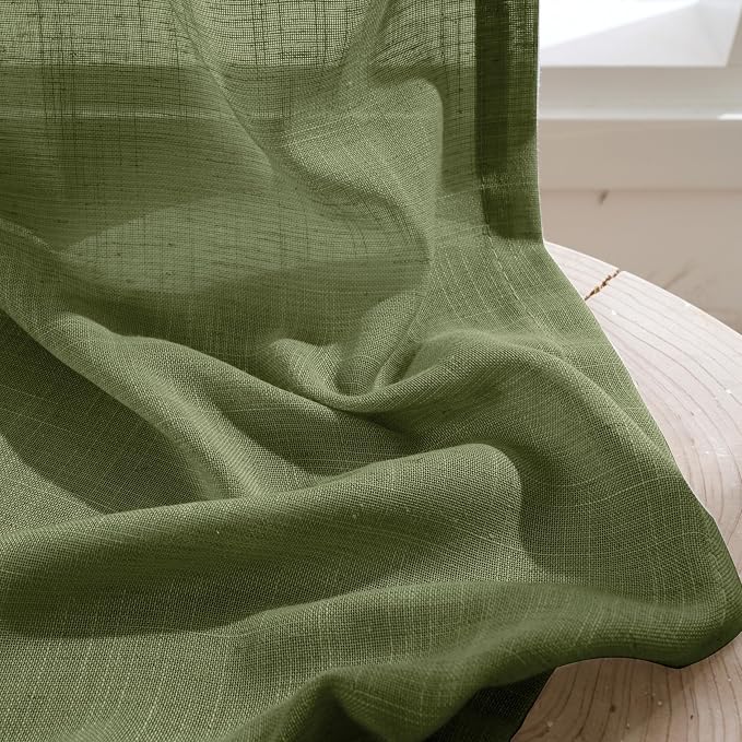 BGment Olive Green Linen Curtains 40 Inches Long - Image 7