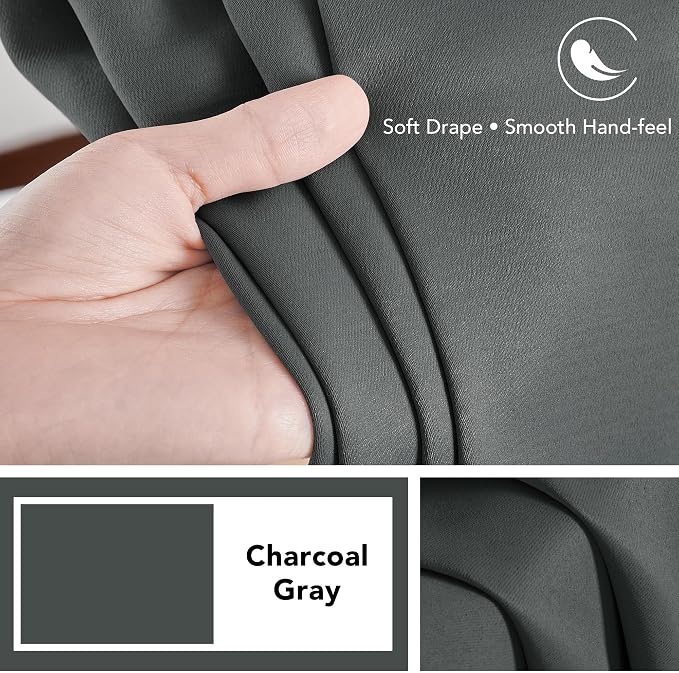 Deconovo Blackout Curtains, Thermal Insulated, W38 x L63 2 Panels, Back Tab - Image 7