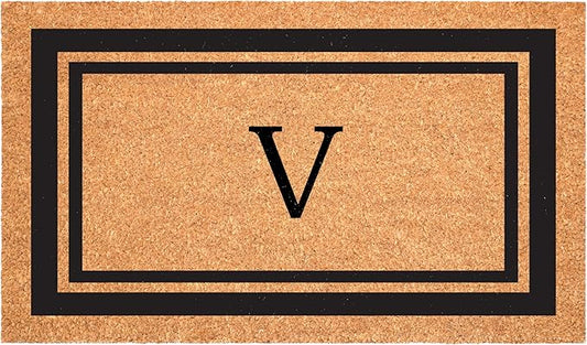 Calloway Mills 152962436V Black Border 24" x 36" Monogram Doormat, (Letter V)