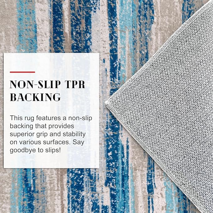 Lansny Modern Abstract 5x7 Machine Washable Area Rug Non-Slip Soft Bedroom - Image 7
