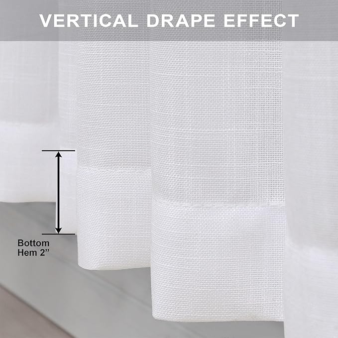 White Linen Curtains 63 Inch Length - Image 6
