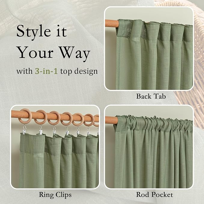 MYSKY HOME Patio Curtains for Sliding Door 90 inch Length 2 Panels Set - Image 4