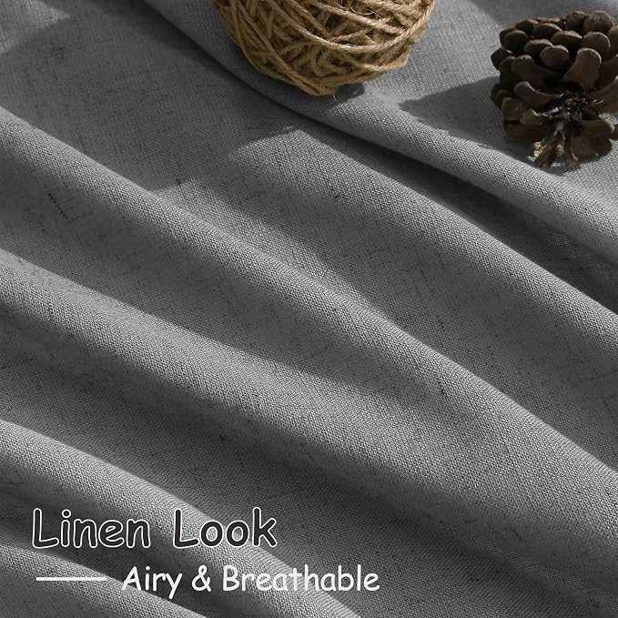 Nanspring Dark Gery Linen Curtains 63 Inches Length - Image 5