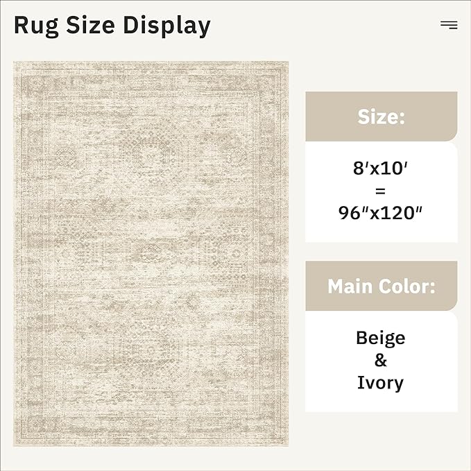Washable Area Rug 8x10, Large Soft Rugs - Image 3