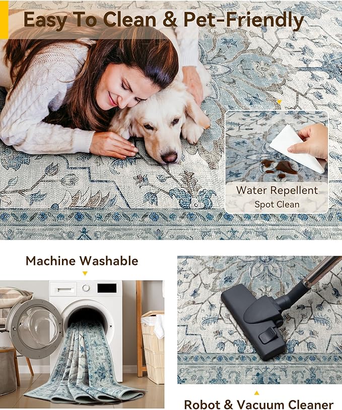 RELEANY Washable Area Rug, Runner 3'x6', Water Repellent, Pet Friendly - Image 6