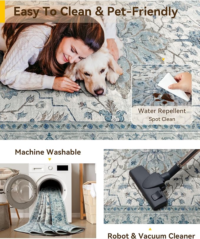 RELEANY Washable Area Rug, Runner 2'6"x10', Water Repellent, Pet Friendly - Image 5